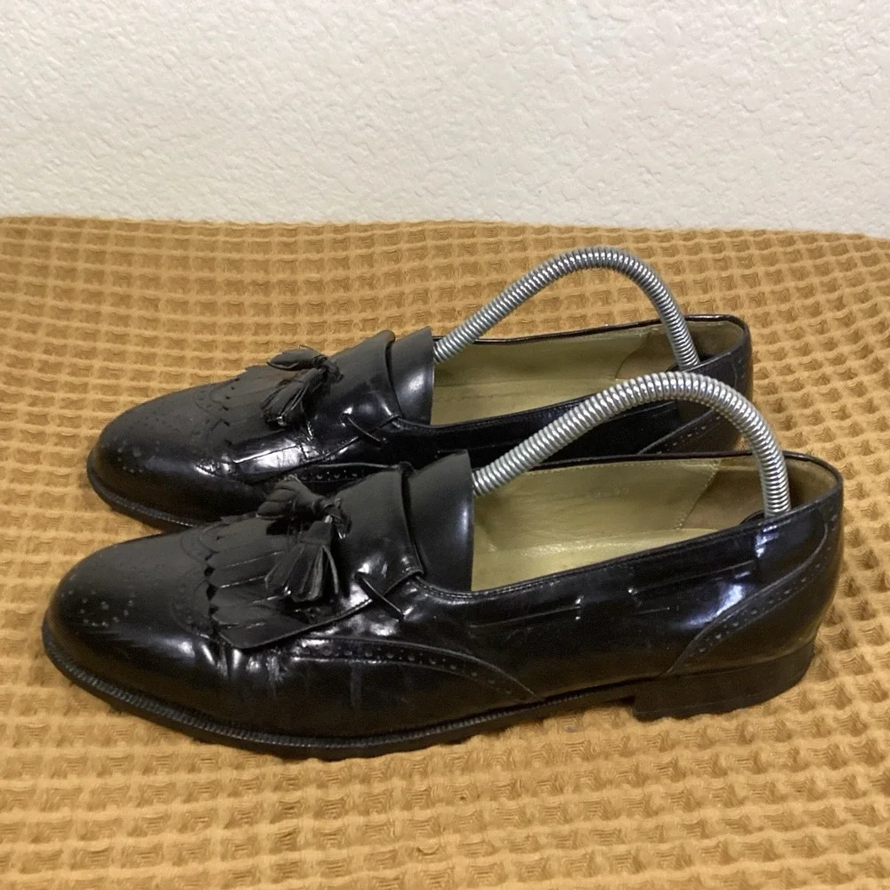 MEZLAN Men's 9M Santander Dress Shoes Black Leather Kiltie Tassel Loafers